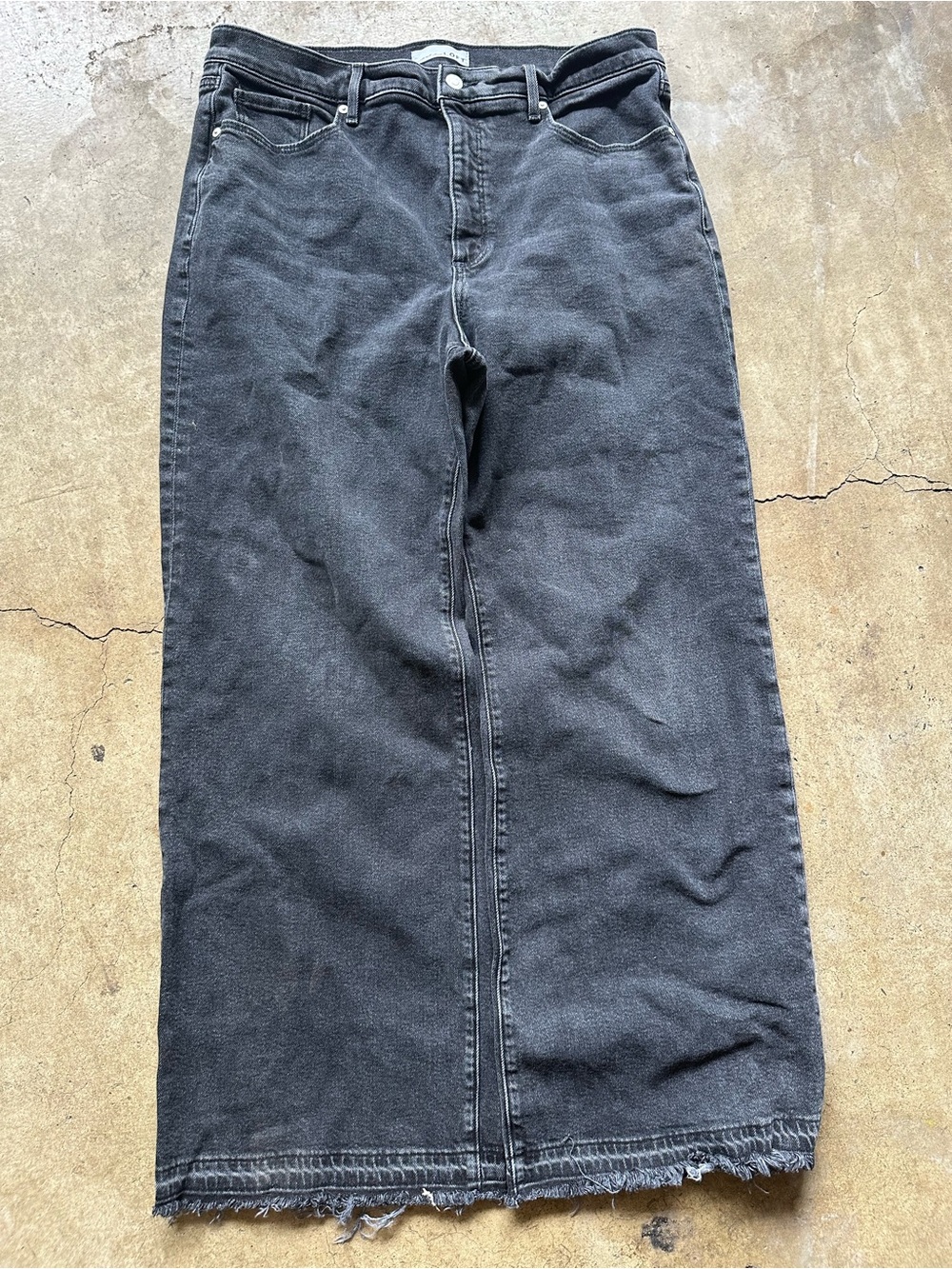 Men's Black Denim Straight-Leg Pants